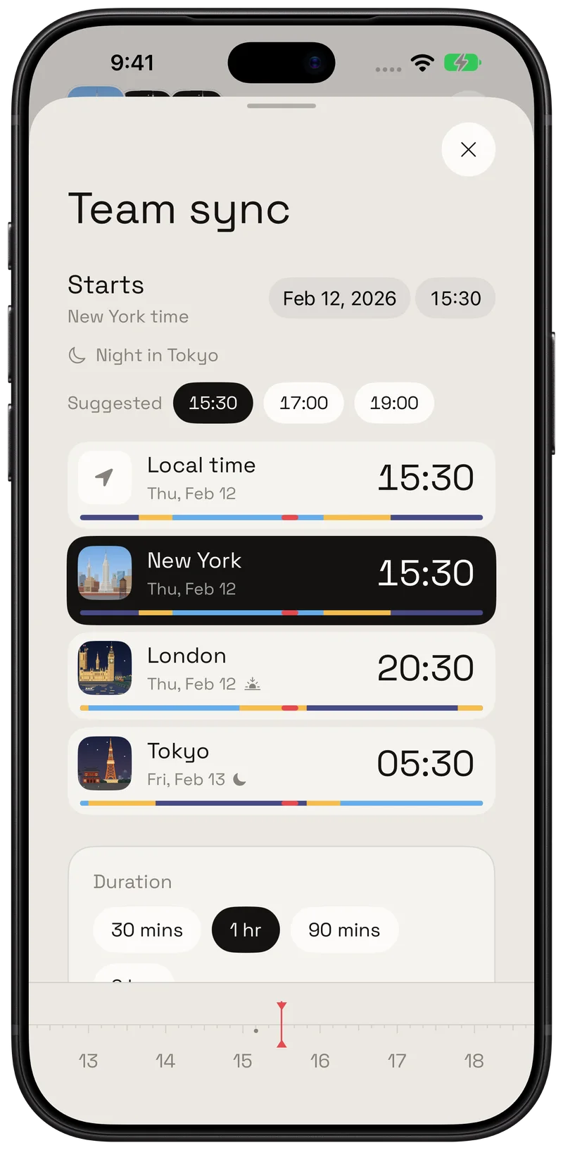 Calendar planning in Hourline