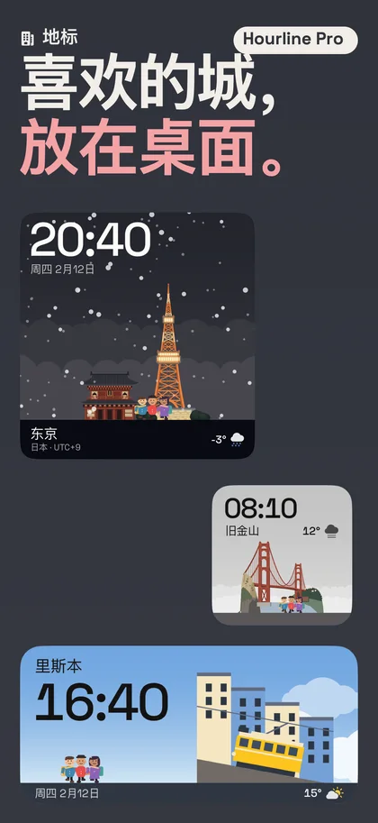 喜欢的城, 放在桌面。. 地标